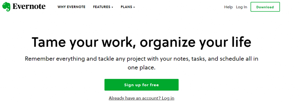 Evernote call-to-action