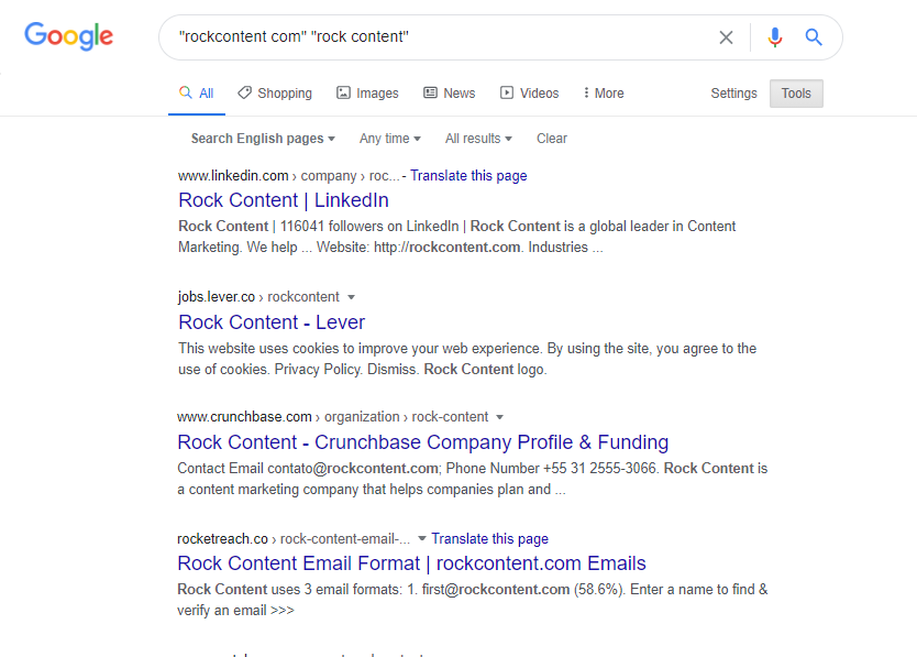 research for rock content on google